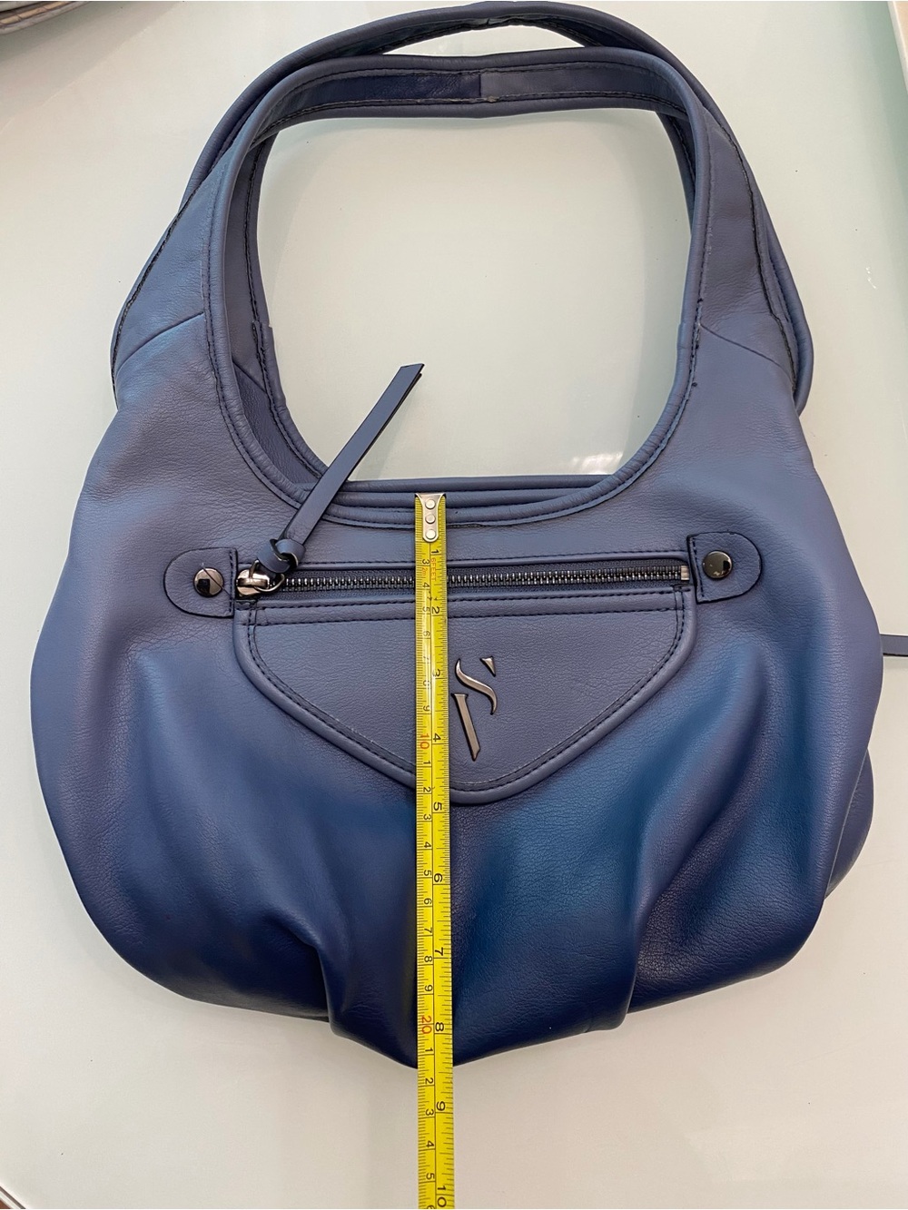 Simply Vera Vera Wang Sidekick Hobo Bag Slate Blue Slouchy Shoulder Purse - Picture 16 of 17